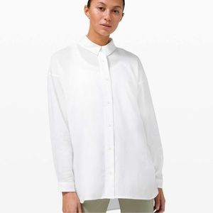 Lululemon white button down shirt